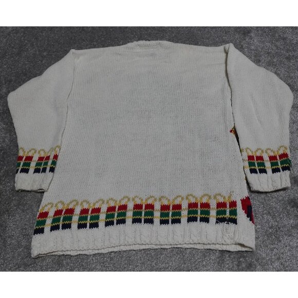 Vintage Crystal Kobe Ugly Christmas Sweater Women's Small Ivory Embroidered - Picture 8 of 9